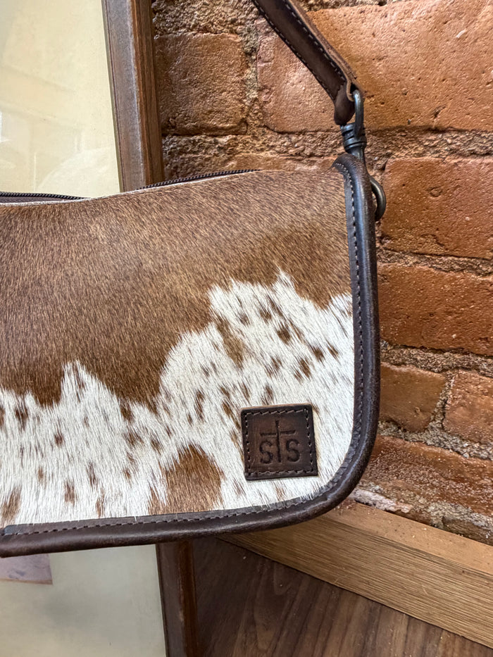 STS Ranchwear Emmy Hair-On Cowhide & Brown Genuine Leather Crossbody Purse STS34296