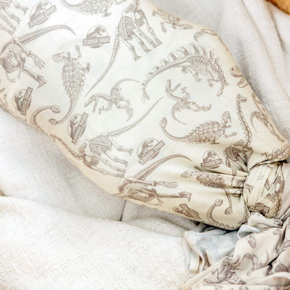 Knit Swaddle Blanket - Jurassic Park Fossils