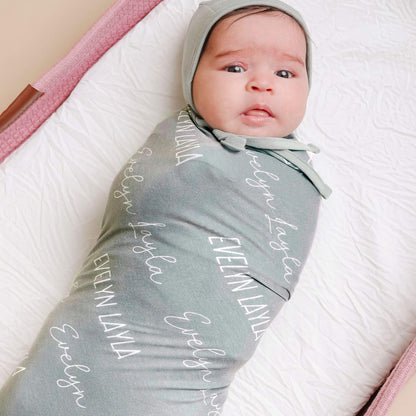 Personalized Baby Name Swaddle Blanket - Forest