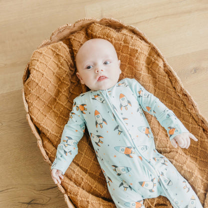 Bamboo Zip-Up Footie Pajama - Rocketeer