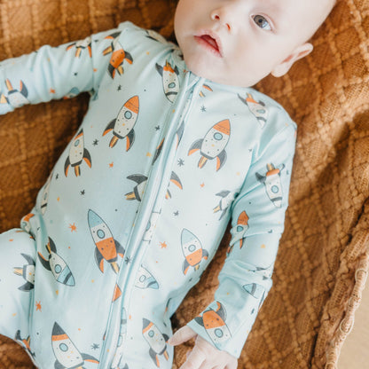 Bamboo Zip-Up Footie Pajama - Rocketeer