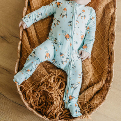 Bamboo Zip-Up Footie Pajama - Rocketeer