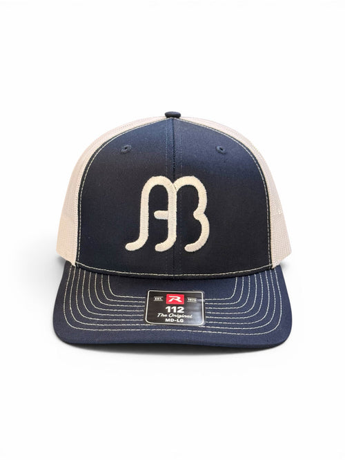 Anderson Bean Richardson 112 Navy Blue & White Big AB 6 Panel Snap Back Hat