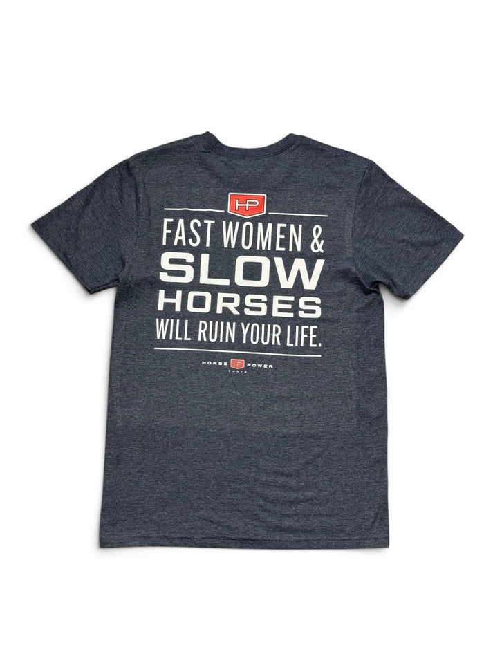 Anderson Bean/Horse Power Dark Heather Navy "Fast Women/Slow Horses" Tee Shirt