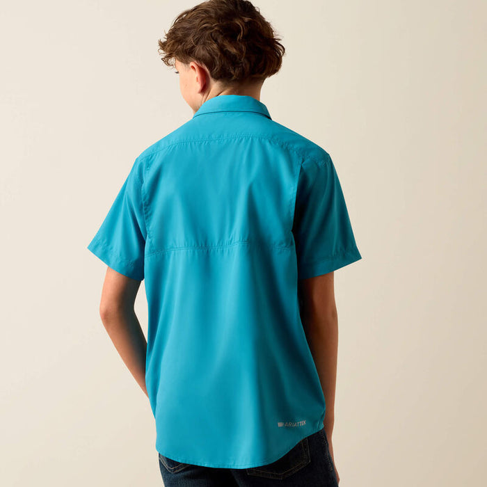 Ariat Boy's VentTEK Outbound Blue Moon Turquoise Classic Fit Button Short Sleeve Shirt 10073499