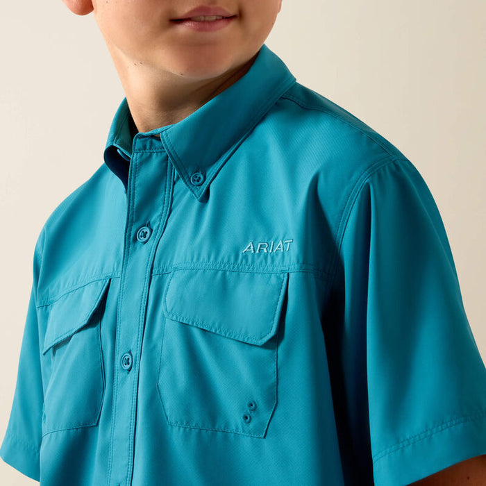 Ariat Boy's VentTEK Outbound Blue Moon Turquoise Classic Fit Button Short Sleeve Shirt 10073499