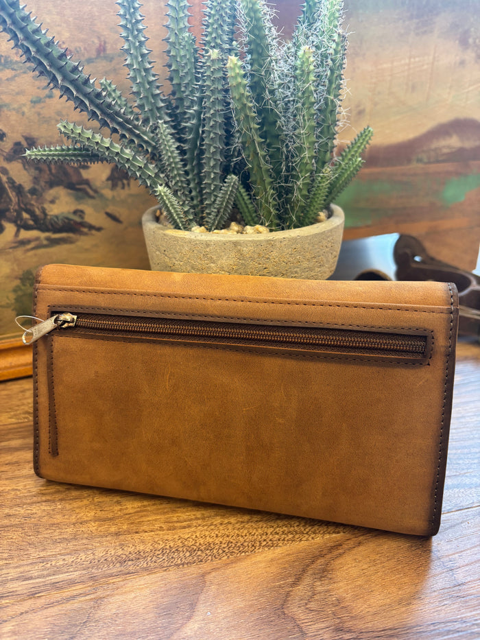 Ariat Gwen Collection Brown Genuine Leather Checkbook Wallet A770019602