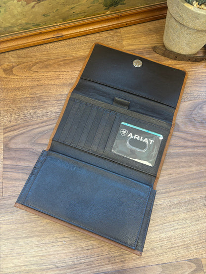 Ariat Gwen Collection Brown Genuine Leather Checkbook Wallet A770019602