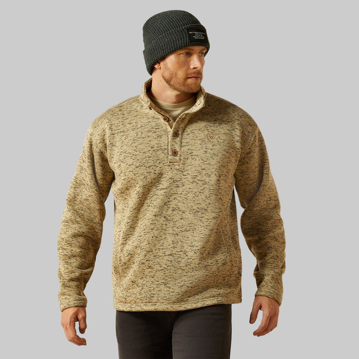 Ariat Men's Caldwell Heather Beige 1/4 Button Pullover Sweater 10062481