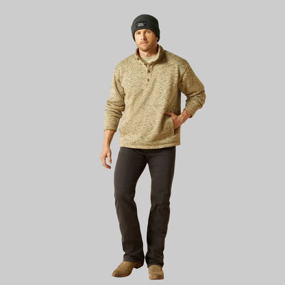 Ariat Men's Caldwell Heather Beige 1/4 Button Pullover Sweater 10062481