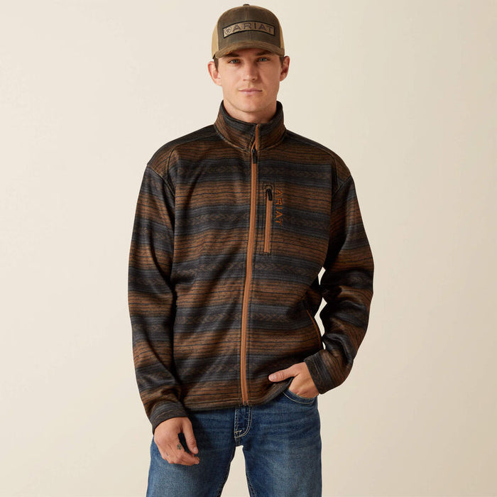 Ariat Men's Caldwell Light Brown Southwestern Print Full Zip Pullover Sweater 100626205