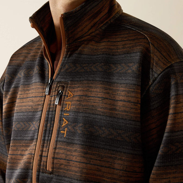 Ariat Men's Caldwell Light Brown Southwestern Print Full Zip Pullover Sweater 100626205