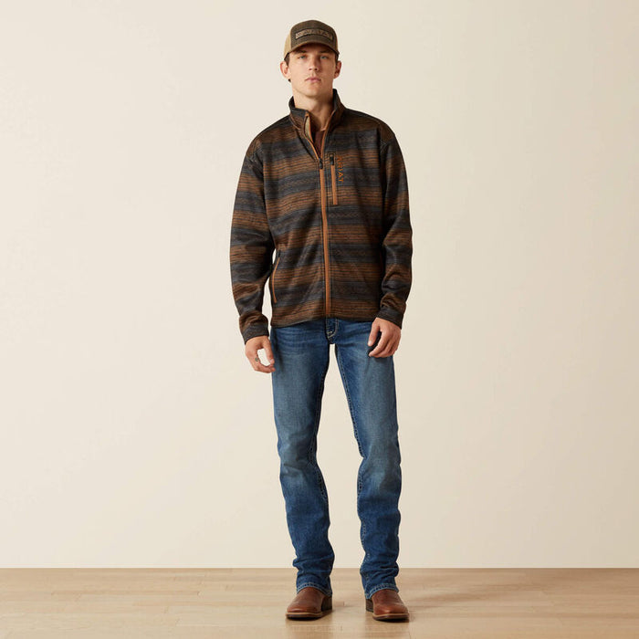 Ariat Men's Caldwell Light Brown Southwestern Print Full Zip Pullover Sweater 100626205
