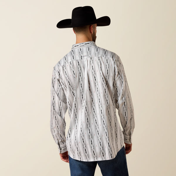Ariat Men's Everything White & Grey Southwest Stripe Classic Fit Button Long Sleeve Shirt 10073896