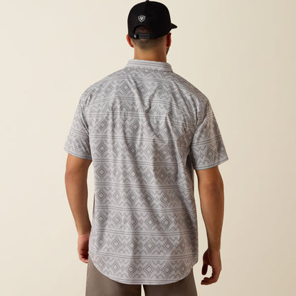 Ariat Men's Grey Aztec Print 360 Air Flow Button Classic Fit Short Sleeve Western Shirt 10073439