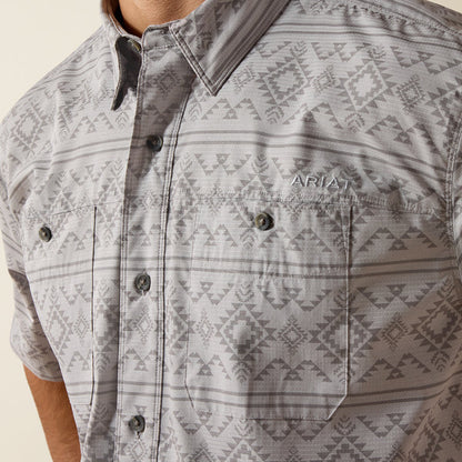 Ariat Men's Grey Aztec Print 360 Air Flow Button Classic Fit Short Sleeve Western Shirt 10073439