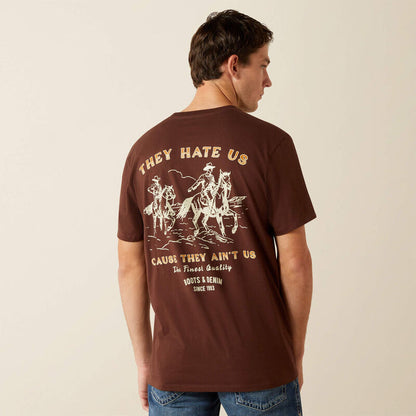 Ariat Men's Mahogany Brown Haters Club Graphic Tee Shirt 10062422