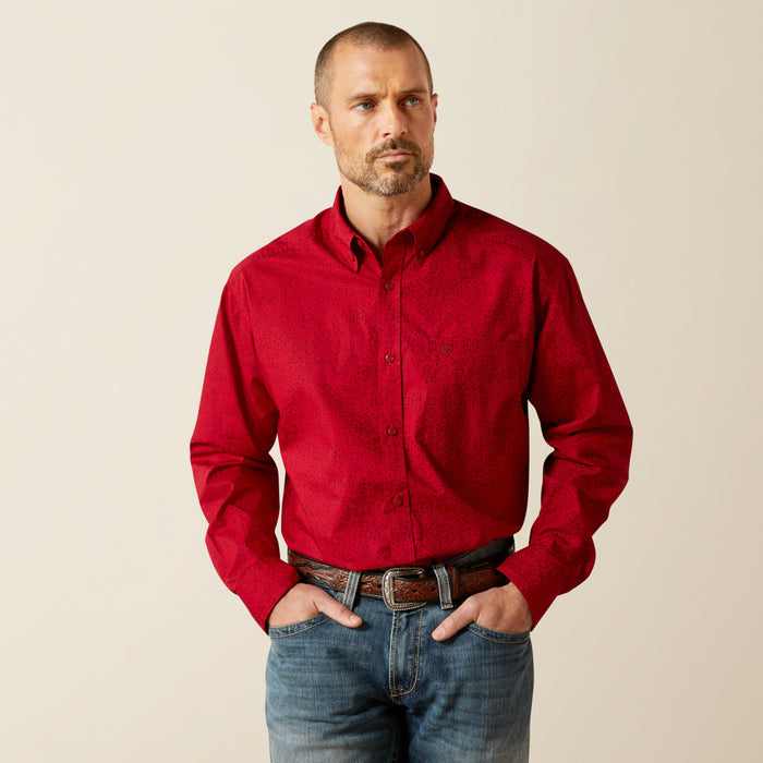 Ariat Men's Tyson Red Abstract Print Classic Fit Button Long Sleeve Western Shirt 10065853