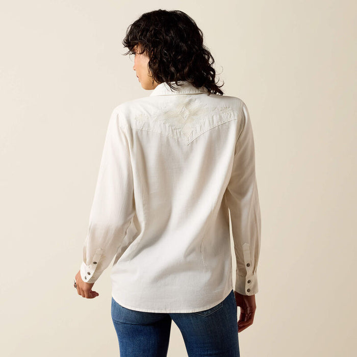 Ariat Women's Bianca Cloud Dancer White Snap Long Sleeve Western Shirt 10071697