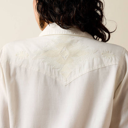 Ariat Women's Bianca Cloud Dancer White Snap Long Sleeve Western Shirt 10071697