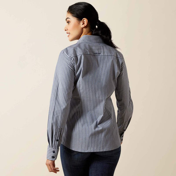Ariat Women's Kirby Dress Blue Stripe Button Long Sleeve Western Shirt 10065840