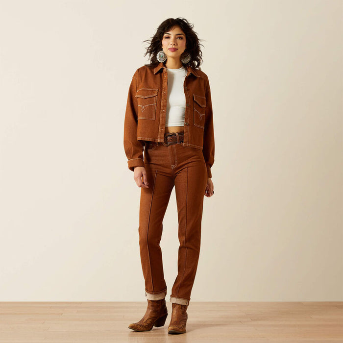Ariat Women's Pecan Brown Ultra High-Rise Western Utility Relaxed Straight Leg Jeans 10061722