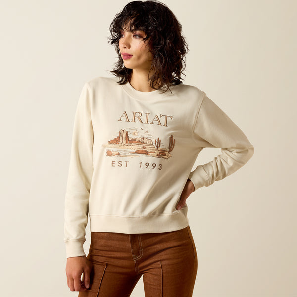 Ariat Women's Summer Sand Essential Embroidered Western Logo Crew Pullover Sweatshirt 10071166