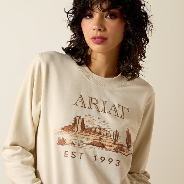Ariat Women's Summer Sand Essential Embroidered Western Logo Crew Pullover Sweatshirt 10071166