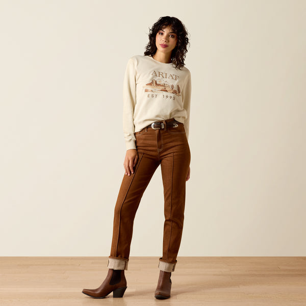 Ariat Women's Summer Sand Essential Embroidered Western Logo Crew Pullover Sweatshirt 10071166