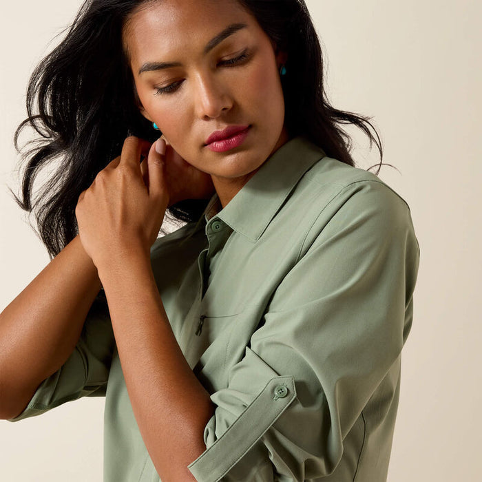 Ariat Women's VentTEK Solid Sea Spray Green Button Long Sleeve Shirt 10071138