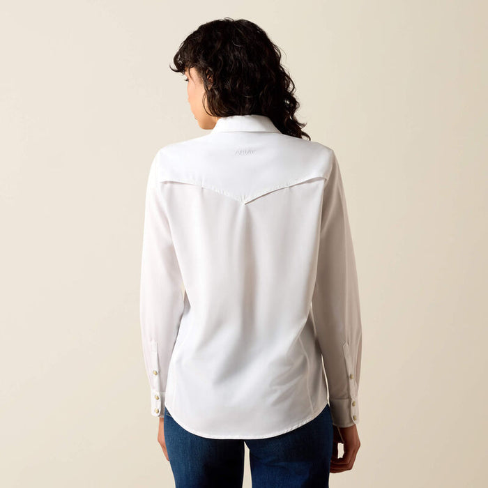 Ariat Women's VentTEK Solid White Pearl Snap Long Sleeve Shirt 10071068