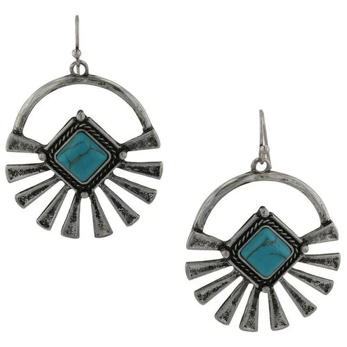 Attitude by Montana Silversmiths Sunburst Sky Turquoise Silver Plated Earrings AER6045