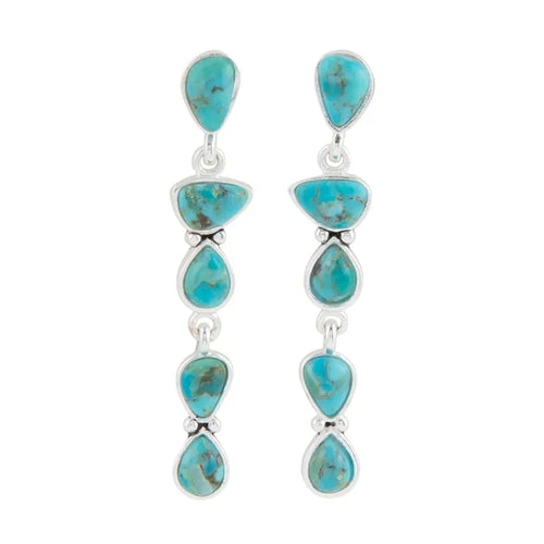 Barse Jewelry Durango Blue Turquoise and Silver Linear Post Earrings DURGE03T01P