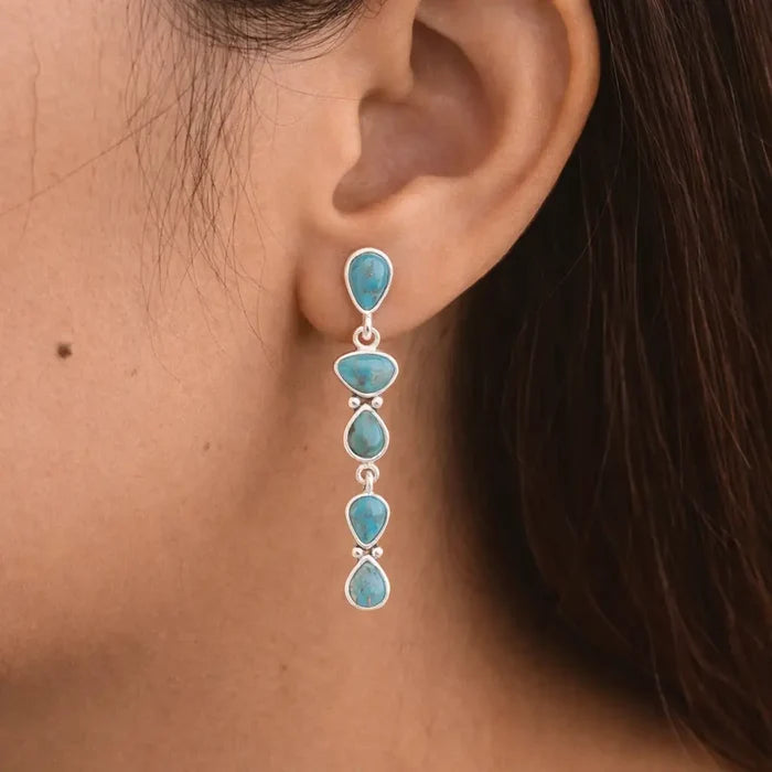 Barse Jewelry Durango Blue Turquoise and Silver Linear Post Earrings DURGE03T01P