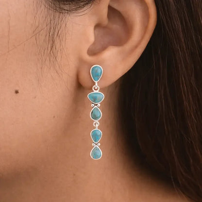 Barse Jewelry Durango Blue Turquoise and Silver Linear Post Earrings DURGE03T01P