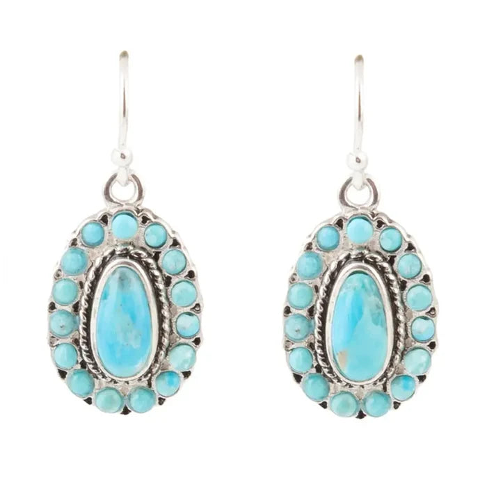 Barse Jewelry Little Sedona Blue Turquoise and Silver Drop Earrings TLSAE01T01P