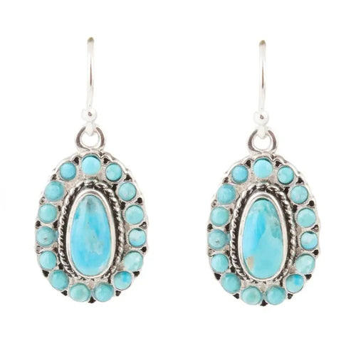 Barse Jewelry Little Sedona Blue Turquoise and Silver Drop Earrings TLSAE01T01P