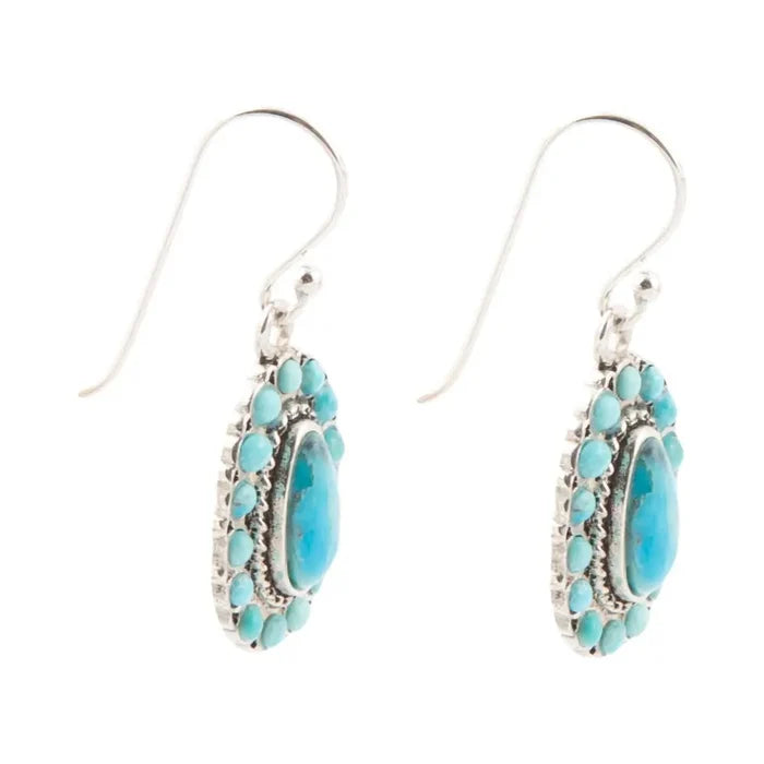 Barse Jewelry Little Sedona Blue Turquoise and Silver Drop Earrings TLSAE01T01P
