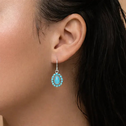 Barse Jewelry Little Sedona Blue Turquoise and Silver Drop Earrings TLSAE01T01P