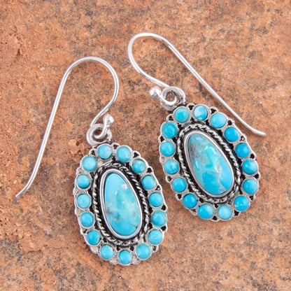 Barse Jewelry Little Sedona Blue Turquoise and Silver Drop Earrings TLSAE01T01P