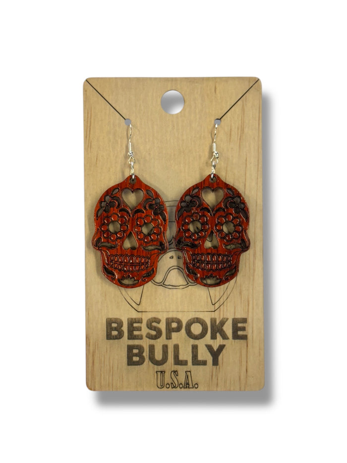 Bespoke Bully Jewelry Sugar Skull Cutout Earrings