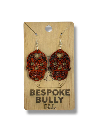 Bespoke Bully Jewelry Sugar Skull Cutout Earrings