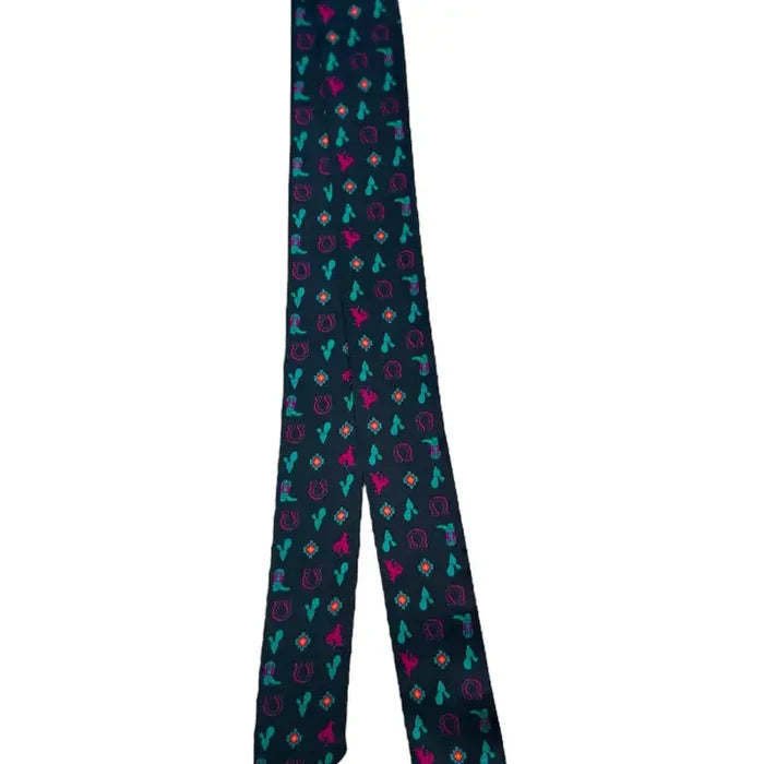 Black Southwestern Print Silk Twilly Scarf TW001BLK