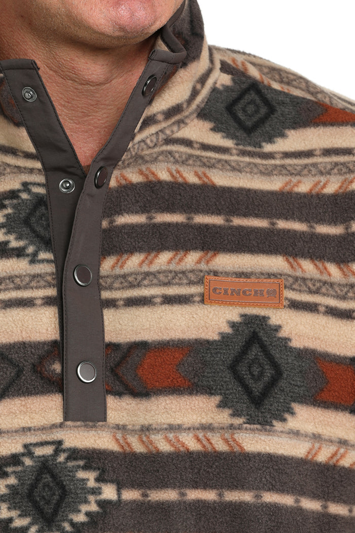 Cinch Men’s Brown Southwestern Stripe 1/4 Snap Fleece Pullover MWK1514027 MWK151427X