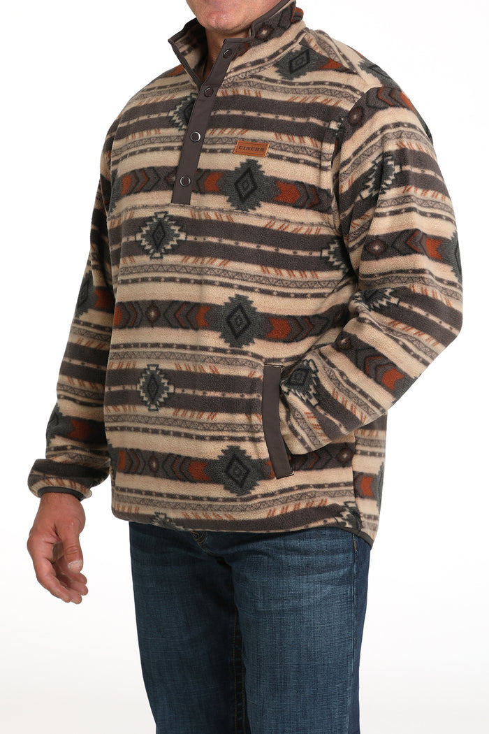 Cinch Men’s Brown Southwestern Stripe 1/4 Snap Fleece Pullover MWK1514027 MWK151427X