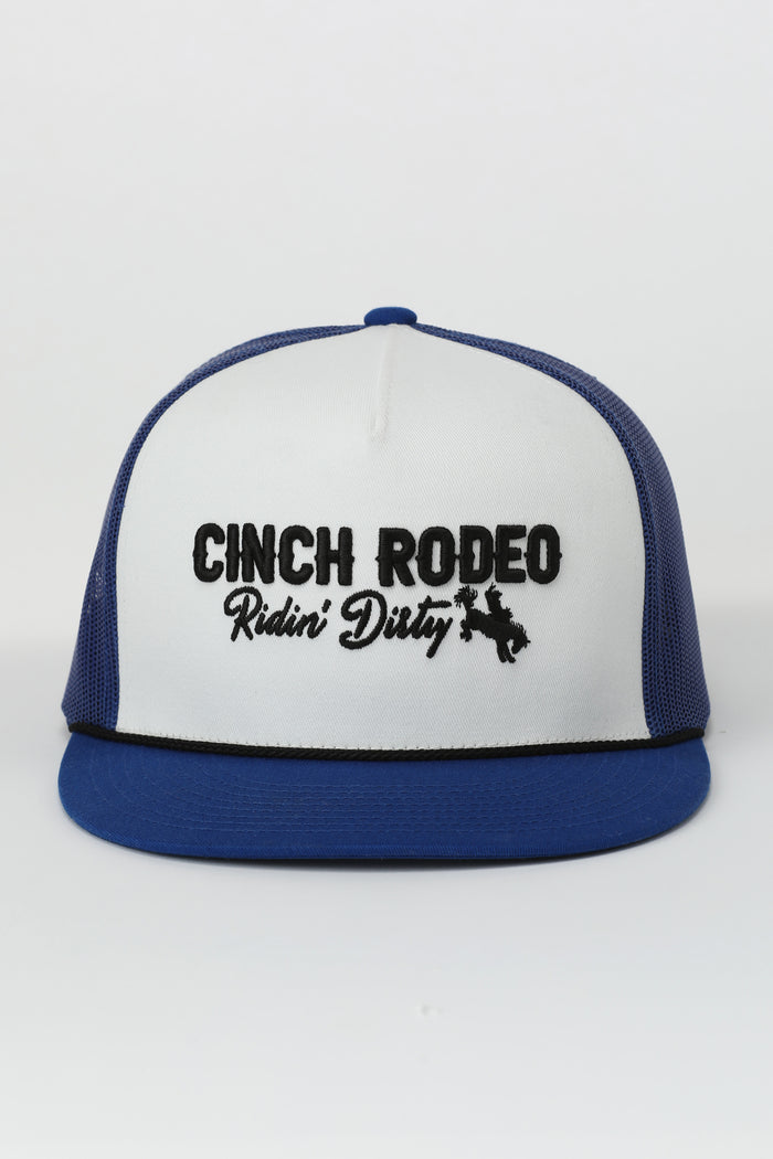 Cinch White & Royal Blue 'Riding Dirty' Rodeo Trucker Ball Cap MCC0600618
