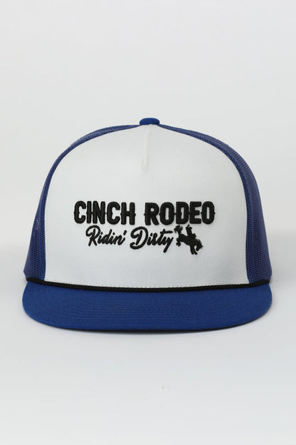Cinch White & Royal Blue 'Riding Dirty' Rodeo Trucker Ball Cap MCC0600618