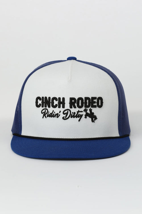 Cinch White & Royal Blue 'Riding Dirty' Rodeo Trucker Ball Cap MCC0600618