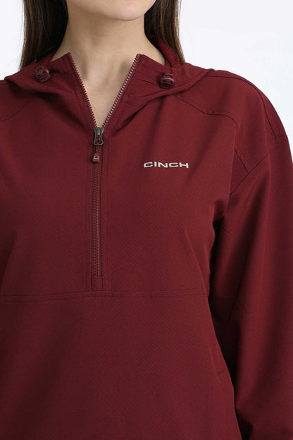 Cinch Women's Solid Burgundy 1/2 Zip Pullover Windbreaker MAK9813001
