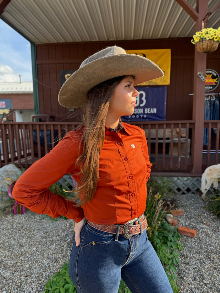 Cinch Women's Solid Copper Button Long Sleeve Western Shirt MSW9165073